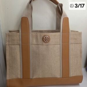 Tan and Cream Tote Bag Looks Brand New L10" W 13.5" From Japan Looks Brandnew